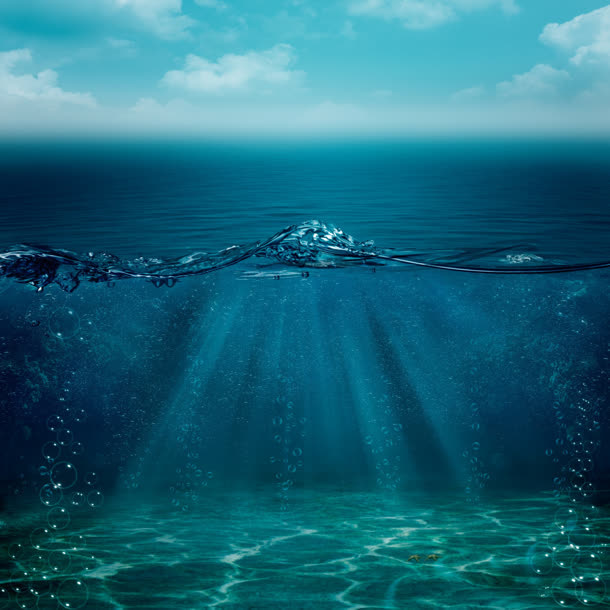 蓝色海洋大海水波免抠