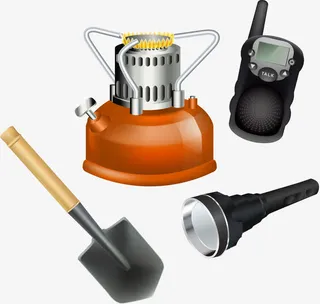 卡通铲子电梯煤油灯免抠