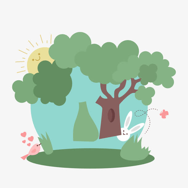 卡通绿色森林植物矢量图免抠