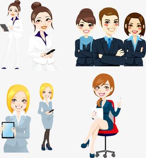 职业装扮的商务人物矢量免抠