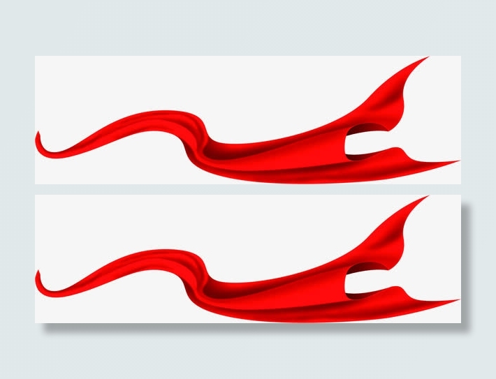 红色彩带飘扬效果免抠