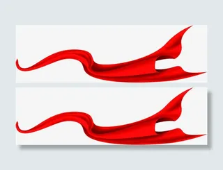 红色彩带飘扬效果免抠