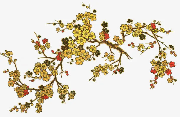 梅花古典树枝创意免抠