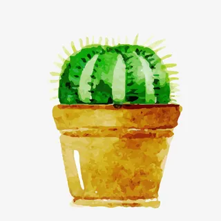 手绘仙人球盆栽矢量图免抠