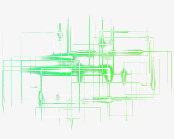 绿色霓红灯效免抠