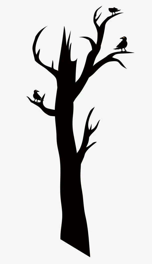 卡通古树剪影免抠