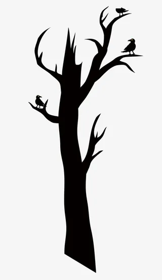 卡通古树剪影免抠