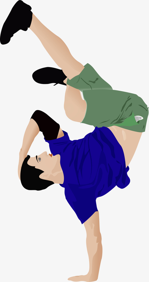 水彩创意街舞男人免抠