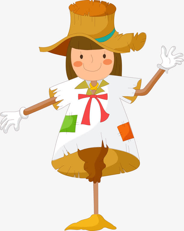 矢量手绘稻草人免抠