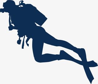 扁平化潜水人物剪影图案免抠