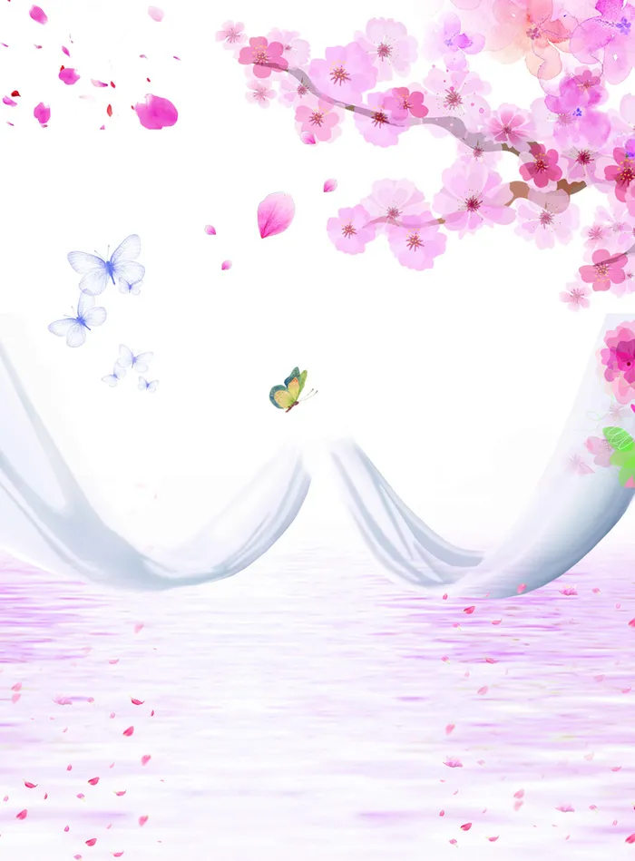 樱花粉红女神女生三八妇女节广告背景高清