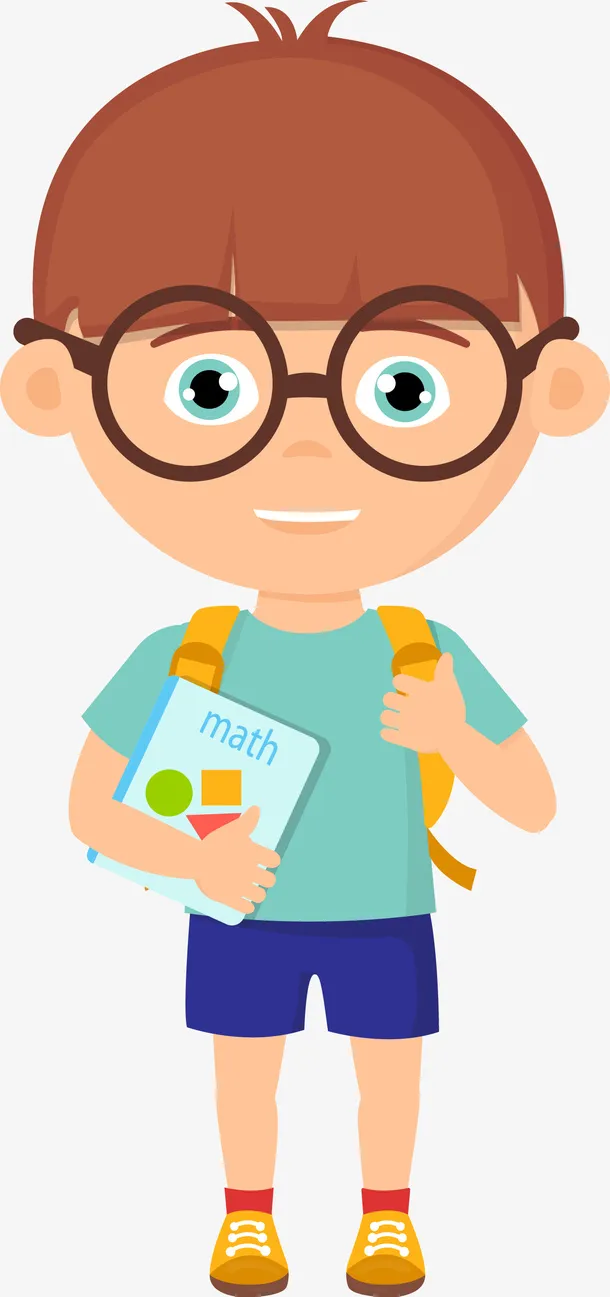 戴眼镜的卡通小男孩免抠手绘/卡通卡通元素