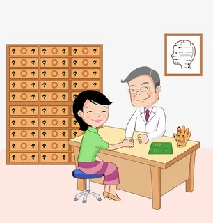 卡通插图医院中医门诊医生看病免抠