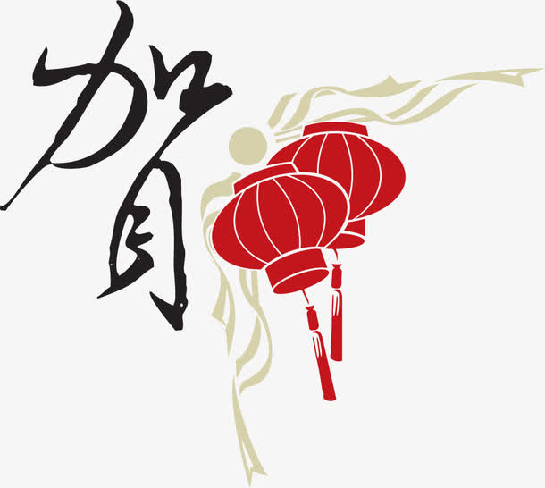 矢量手绘红色灯笼免抠