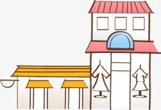 春天彩色商店漫画免抠