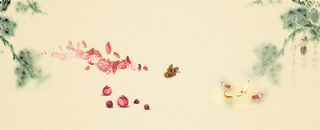 水彩卡通清新花瓣蝴蝶详情页海报背景高清