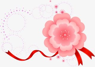 粉色美丽花朵勋章免抠