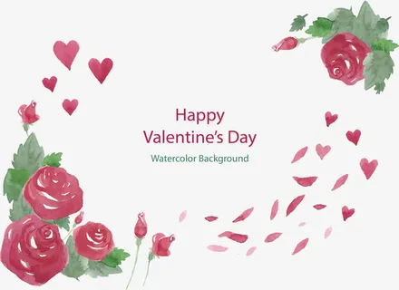 浪漫手绘红玫瑰花瓣免抠