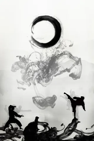 中国风水墨墨迹跆拳道招生海报背景素材高清