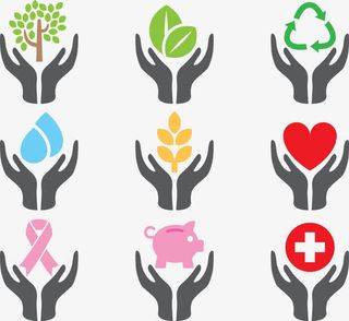 可爱公益双手呵护矢量图免抠