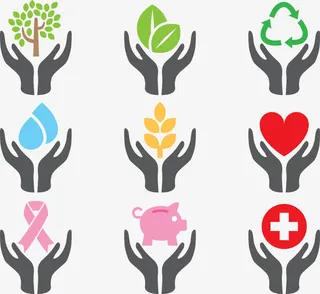 可爱公益双手呵护矢量图免抠