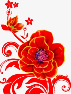 大红色盛开花朵喜庆节日素材免抠