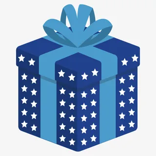 蓝色质感礼物盒设计素材免抠