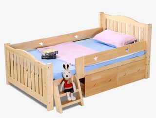 单人有小楼梯的木床免抠