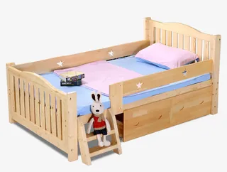 单人有小楼梯的木床免抠