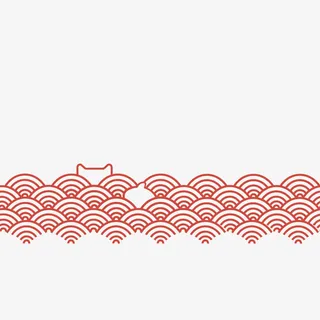 红色中国风祥云波浪背景底纹免抠