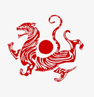 红色的白虎免抠