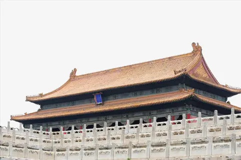 黄色宫殿与屋檐角免抠