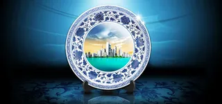 中国风复古大气瓷盘背景高清