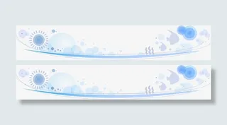 蓝色潮流花边免抠