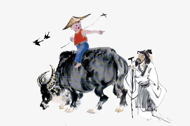 手绘放牛图免抠
