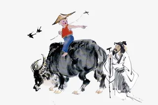 手绘放牛图免抠