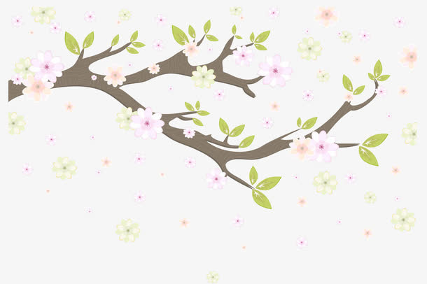 春季开花树木矢量素材免抠