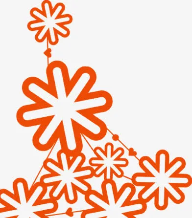 手绘冬日红色爱心雪花免抠