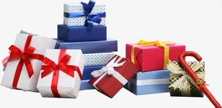 方形个性元旦礼盒免抠