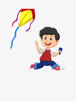 小男孩放风筝免抠
