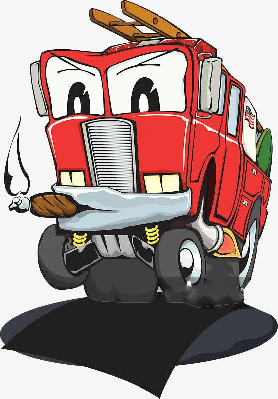 漫画设计火警救援车免抠