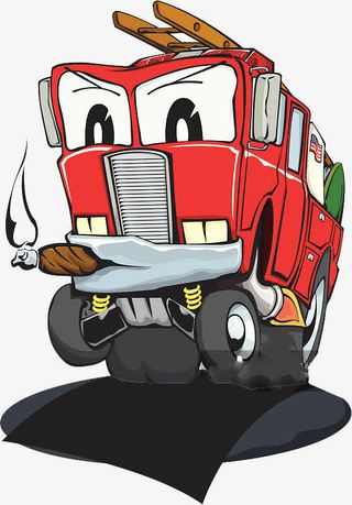 漫画设计火警救援车免抠