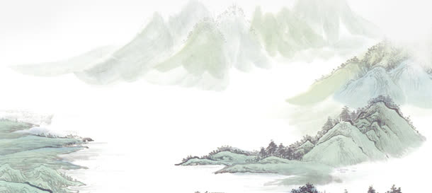 山水画中国风网站展板免抠