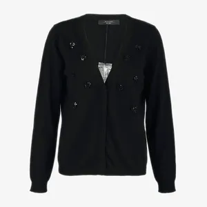 系扣羊毛开襟针织衫免抠