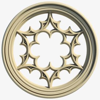 米白色圆形窗户免抠