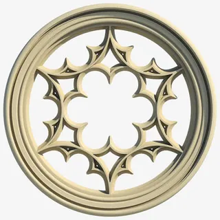 米白色圆形窗户免抠