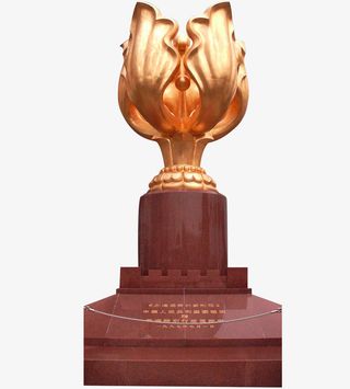 香港紫金花雕塑街景免抠