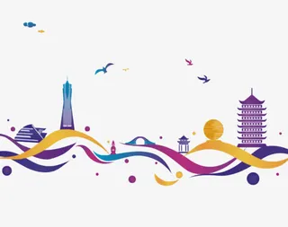 紫色创意典雅企业文化杭州地标免免抠