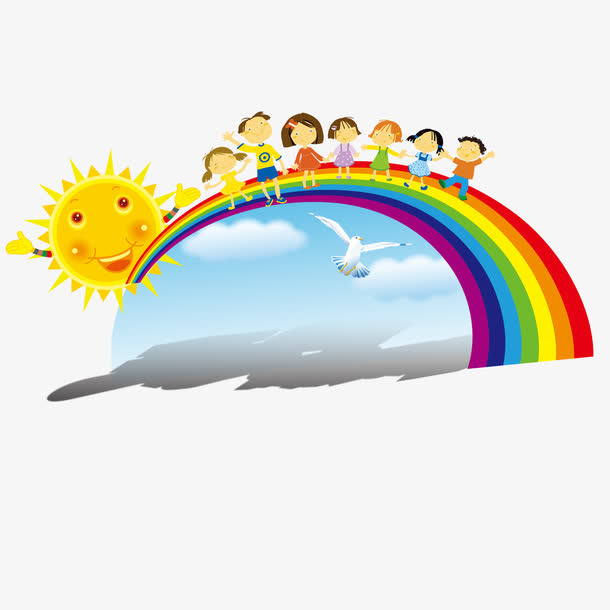 彩虹太阳学校宣传单免抠