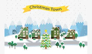 圣诞夜小镇景色免抠